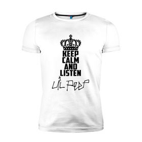 Мужская футболка премиум с принтом Keep calm and listen Lil Peep в Белгороде, 92% хлопок, 8% лайкра | приталенный силуэт, круглый вырез ворота, длина до линии бедра, короткий рукав | awful things | gustav hr | lil peep | густав ор | клауд | клауд рэп | лил | певец | пип | пост эмо | реп | репер | рэп | рэпер | трэп | хип | хип хоп | хипхоп | хоп | эмо | эмо трэп