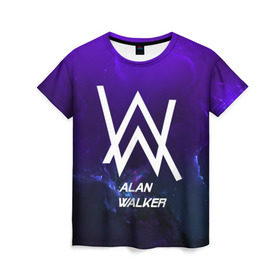 Женская футболка 3D с принтом Alan Walker SPACE COLLECTION в Белгороде, 100% полиэфир ( синтетическое хлопкоподобное полотно) | прямой крой, круглый вырез горловины, длина до линии бедер | alan walker | club | music | абстракция | клубная музыка | космос | краски | музыка