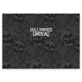 Поздравительная открытка с принтом Hollywood Undead в Белгороде, 100% бумага | плотность бумаги 280 г/м2, матовая, на обратной стороне линовка и место для марки
 | 