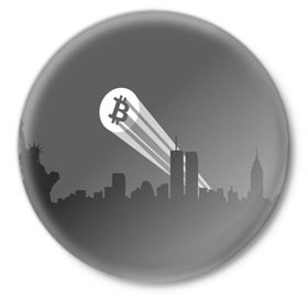 Значок с принтом BITCOIN ВЫЗЫВАЮ ТЕБЯ! в Белгороде,  металл | круглая форма, металлическая застежка в виде булавки | 