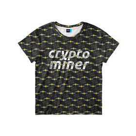 Детская футболка 3D с принтом CRYPTO MINER в Белгороде, 100% гипоаллергенный полиэфир | прямой крой, круглый вырез горловины, длина до линии бедер, чуть спущенное плечо, ткань немного тянется | Тематика изображения на принте: bitcoin | btc | crypto | miner | mining | биткоин | валюта | деньги | криптовалюта | майнинг | цифровое золото
