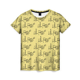 Женская футболка 3D с принтом LiL PEEP Pattern в Белгороде, 100% полиэфир ( синтетическое хлопкоподобное полотно) | прямой крой, круглый вырез горловины, длина до линии бедер | band | cry baby | emo | lil peep | music | musician | rap | swag | логотип | музыка | музыкант | нытик. | рэп | сваг | эмо