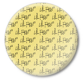 Значок с принтом LiL PEEP Pattern в Белгороде,  металл | круглая форма, металлическая застежка в виде булавки | band | cry baby | emo | lil peep | music | musician | rap | swag | логотип | музыка | музыкант | нытик. | рэп | сваг | эмо