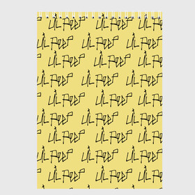 Скетчбук с принтом LiL PEEP Pattern в Белгороде, 100% бумага
 | 48 листов, плотность листов — 100 г/м2, плотность картонной обложки — 250 г/м2. Листы скреплены сверху удобной пружинной спиралью | Тематика изображения на принте: band | cry baby | emo | lil peep | music | musician | rap | swag | логотип | музыка | музыкант | нытик. | рэп | сваг | эмо