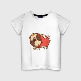 Детская футболка хлопок с принтом мопс-чипсы в Белгороде, 100% хлопок | круглый вырез горловины, полуприлегающий силуэт, длина до линии бедер | dog | pug | мопс | собака