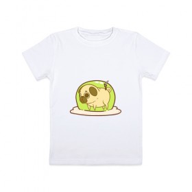 Детская футболка хлопок с принтом мопс-желе в Белгороде, 100% хлопок | круглый вырез горловины, полуприлегающий силуэт, длина до линии бедер | dog | pug | мопс | собака