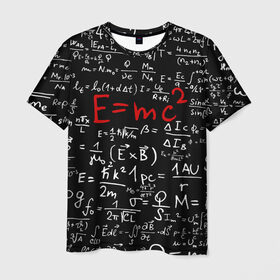 Мужская футболка 3D с принтом Формулы E=mc2 в Белгороде, 100% полиэфир | прямой крой, круглый вырез горловины, длина до линии бедер | emc | альберт | доска | емс хипстер | мел | физик | физика | формула | энштейн