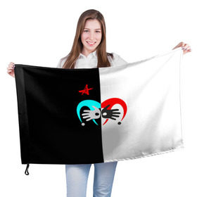 Флаг 3D с принтом Алиса в Белгороде, 100% полиэстер | плотность ткани — 95 г/м2, размер — 67 х 109 см. Принт наносится с одной стороны | бэнд | метал | панк | постпанк | рок группа | ссср | хард | хеви