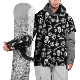 Накидка на куртку 3D с принтом Pirates Pattern в Белгороде, 100% полиэстер |  | паттерн | пиратский | пираты | черно белый
