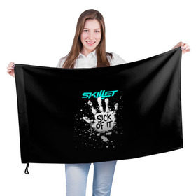 Флаг 3D с принтом Sick of it в Белгороде, 100% полиэстер | плотность ткани — 95 г/м2, размер — 67 х 109 см. Принт наносится с одной стороны | awake | monster | skillet | джон купер | кори купер | рок