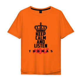 Мужская футболка хлопок Oversize с принтом Keep calm and listen T.Mraz в Белгороде, 100% хлопок | свободный крой, круглый ворот, “спинка” длиннее передней части | thomas mraz | томас | тхомас