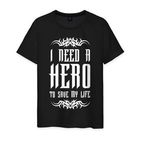 Мужская футболка хлопок с принтом I need a Hero в Белгороде, 100% хлопок | прямой крой, круглый вырез горловины, длина до линии бедер, слегка спущенное плечо. | awake | hero | monster | skillet | джон купер | кори купер | рок
