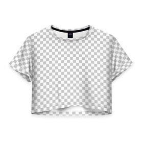 Женская футболка 3D укороченная с принтом Прозрачность в Белгороде, 100% полиэстер | круглая горловина, длина футболки до линии талии, рукава с отворотами | opacity | photoshop | transparent | белый | дизайнер | квадратики | клетки | паттрен | прозрачный | серый | фотошоп