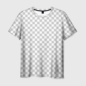 Мужская футболка 3D с принтом Прозрачность в Белгороде, 100% полиэфир | прямой крой, круглый вырез горловины, длина до линии бедер | opacity | photoshop | transparent | белый | дизайнер | квадратики | клетки | паттрен | прозрачный | серый | фотошоп