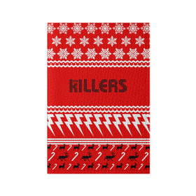 Обложка для паспорта матовая кожа с принтом Праздничный The Killers в Белгороде, натуральная матовая кожа | размер 19,3 х 13,7 см; прозрачные пластиковые крепления | kilers | killers | the | the killers | альтернативн | брэндон флауэрс | дэйв кенинг | зе | знак | зэ | килер | килерс | красный | марк стормер | надпись | новогодний | новый год | праздник | рождество