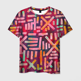 Мужская футболка 3D с принтом Geometry в Белгороде, 100% полиэфир | прямой крой, круглый вырез горловины, длина до линии бедер | abstract | art | boho | ethnic | geometry | lines | абстракция | арт | геометрия | краска | линии | этника