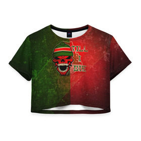 Женская футболка 3D укороченная с принтом Локомотив в Белгороде, 100% полиэстер | круглая горловина, длина футболки до линии талии, рукава с отворотами | красно зеленые | локо | паровоз