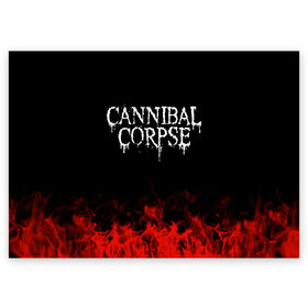 Поздравительная открытка с принтом Cannibal Corpse в Белгороде, 100% бумага | плотность бумаги 280 г/м2, матовая, на обратной стороне линовка и место для марки
 | Тематика изображения на принте: band | cannibal corpse | metal | music | rock | атрибутика | группа | метал | музыка | рок