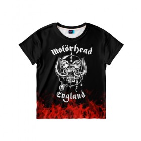 Детская футболка 3D с принтом Motorhead в Белгороде, 100% гипоаллергенный полиэфир | прямой крой, круглый вырез горловины, длина до линии бедер, чуть спущенное плечо, ткань немного тянется | Тематика изображения на принте: band | metal | motorhead | music | rock | атрибутика | группа | метал | музыка | рок