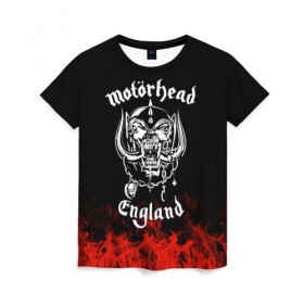 Женская футболка 3D с принтом Motorhead в Белгороде, 100% полиэфир ( синтетическое хлопкоподобное полотно) | прямой крой, круглый вырез горловины, длина до линии бедер | band | metal | motorhead | music | rock | атрибутика | группа | метал | музыка | рок