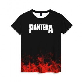 Женская футболка 3D с принтом Pantera в Белгороде, 100% полиэфир ( синтетическое хлопкоподобное полотно) | прямой крой, круглый вырез горловины, длина до линии бедер | band | metal | music | pantera | rock | атрибутика | группа | метал | музыка | рок