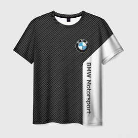 Мужская футболка 3D с принтом BMW Motorsport Carbon в Белгороде, 100% полиэфир | прямой крой, круглый вырез горловины, длина до линии бедер | bmw | bmw motorsport | bmw performance | carbon | m | motorsport | performance | sport | бмв | карбон | моторспорт | спорт