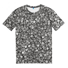 Мужская футболка 3D с принтом Игральные кубики в Белгороде, 100% полиэфир | прямой крой, круглый вырез горловины, длина до линии бедер | dice | азарт | игра | казино | кости | куб | кубик | настолки | настольные | паттерн | рандом | удача