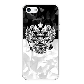 Чехол для iPhone 5/5S матовый с принтом RUSSIA - Black Collection в Белгороде, Силикон | Область печати: задняя сторона чехла, без боковых панелей | Тематика изображения на принте: russia | герб | двуглавый орел | патриот | россия