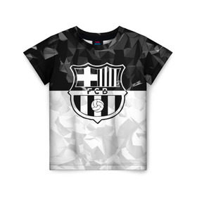 Детская футболка 3D с принтом FC Barca Black Collection в Белгороде, 100% гипоаллергенный полиэфир | прямой крой, круглый вырез горловины, длина до линии бедер, чуть спущенное плечо, ткань немного тянется | fc barcelona | fcb | барселона | спорт | спортивные | футбол | футбольный клуб