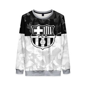 Женский свитшот 3D с принтом FC Barca Black Collection в Белгороде, 100% полиэстер с мягким внутренним слоем | круглый вырез горловины, мягкая резинка на манжетах и поясе, свободная посадка по фигуре | Тематика изображения на принте: fc barcelona | fcb | барселона | спорт | спортивные | футбол | футбольный клуб