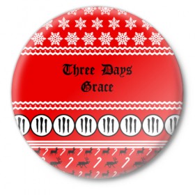 Значок с принтом Праздничный Three Days Grace в Белгороде,  металл | круглая форма, металлическая застежка в виде булавки | 