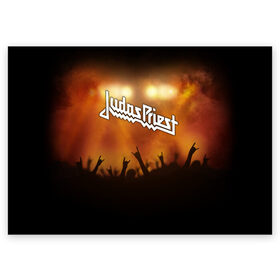 Поздравительная открытка с принтом Judas Priest в Белгороде, 100% бумага | плотность бумаги 280 г/м2, матовая, на обратной стороне линовка и место для марки
 | band | judas priest | metal | music | rock | атрибутика | метал | музыка | рок