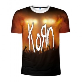 Мужская футболка 3D спортивная с принтом Korn в Белгороде, 100% полиэстер с улучшенными характеристиками | приталенный силуэт, круглая горловина, широкие плечи, сужается к линии бедра | 