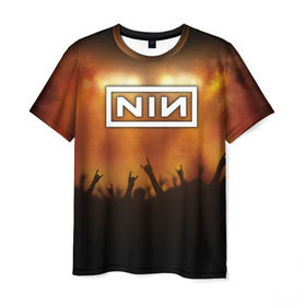 Мужская футболка 3D с принтом Nine Inch Nails в Белгороде, 100% полиэфир | прямой крой, круглый вырез горловины, длина до линии бедер | 