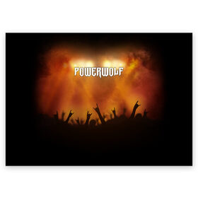 Поздравительная открытка с принтом Powerwolf в Белгороде, 100% бумага | плотность бумаги 280 г/м2, матовая, на обратной стороне линовка и место для марки
 | Тематика изображения на принте: band | metal | music | powerwolf | rock | атрибутика | метал | музыка | рок