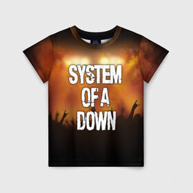 Детская футболка 3D с принтом System of a Down в Белгороде, 100% гипоаллергенный полиэфир | прямой крой, круглый вырез горловины, длина до линии бедер, чуть спущенное плечо, ткань немного тянется | 