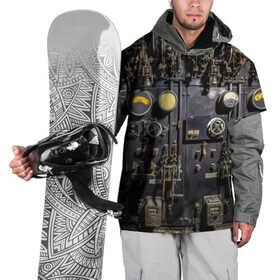 Накидка на куртку 3D с принтом Механизм в Белгороде, 100% полиэстер |  | давление | дым | механизм | механика | панк | пар | рычаг | стим | стимпанк | тумблер