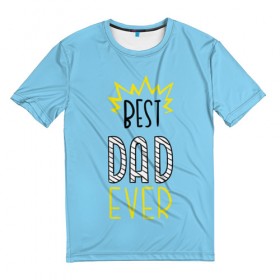 Мужская футболка 3D с принтом Лучший папа в Белгороде, 100% полиэфир | прямой крой, круглый вырез горловины, длина до линии бедер | любимый | отец | папа | подарок | популярный | прикольный | сюрприз | усы