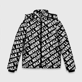 Зимняя куртка для мальчиков 3D с принтом YNWA ЧБ в Белгороде, ткань верха — 100% полиэстер; подклад — 100% полиэстер, утеплитель — 100% полиэстер | длина ниже бедра, удлиненная спинка, воротник стойка и отстегивающийся капюшон. Есть боковые карманы с листочкой на кнопках, утяжки по низу изделия и внутренний карман на молнии. 

Предусмотрены светоотражающий принт на спинке, радужный светоотражающий элемент на пуллере молнии и на резинке для утяжки | liverpool | you ll never walk alone | апл | ливерпуль | футбол