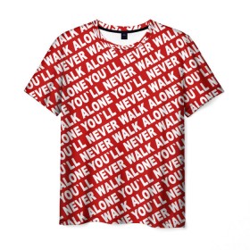 Мужская футболка 3D с принтом YNWA красный в Белгороде, 100% полиэфир | прямой крой, круглый вырез горловины, длина до линии бедер | liverpool | ynwa | yol ll never walk alone | апл | ливерпуль | футбол