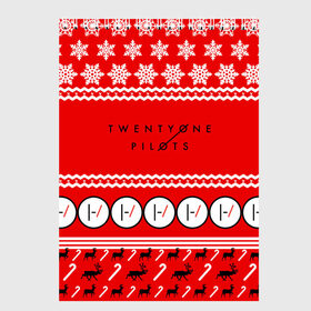 Скетчбук с принтом Праздничный Twenty One Pilots в Белгороде, 100% бумага
 | 48 листов, плотность листов — 100 г/м2, плотность картонной обложки — 250 г/м2. Листы скреплены сверху удобной пружинной спиралью | 21 pilots | красный | новогодний | рождество | снежинки
