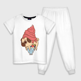 Детская пижама хлопок с принтом мопс-мороженое в Белгороде, 100% хлопок |  брюки и футболка прямого кроя, без карманов, на брюках мягкая резинка на поясе и по низу штанин
 | Тематика изображения на принте: 