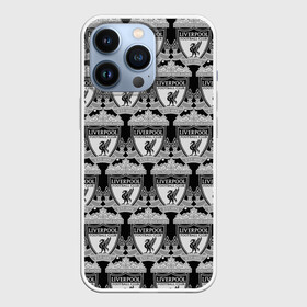 Чехол для iPhone 13 Pro с принтом Liverpool BlackWhite в Белгороде,  |  | england | football | liverpool fc | logo | sport | англия | арт | ливерпуль | лига | лого | спорт | текстура | фк | футбол | футбольный клуб | эмблема