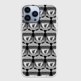 Чехол для iPhone 13 Pro Max с принтом Liverpool BlackWhite в Белгороде,  |  | england | football | liverpool fc | logo | sport | англия | арт | ливерпуль | лига | лого | спорт | текстура | фк | футбол | футбольный клуб | эмблема