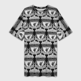 Платье-футболка 3D с принтом Liverpool BlackWhite в Белгороде,  |  | england | football | liverpool fc | logo | sport | англия | арт | ливерпуль | лига | лого | спорт | текстура | фк | футбол | футбольный клуб | эмблема