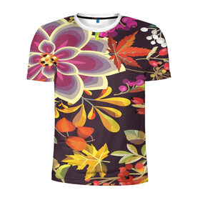 Мужская футболка 3D спортивная с принтом Осенние мотивы в Белгороде, 100% полиэстер с улучшенными характеристиками | приталенный силуэт, круглая горловина, широкие плечи, сужается к линии бедра | fashion | flower | акварельные цветы | краски | осень | природа | рисованные цветы | розы | цветы