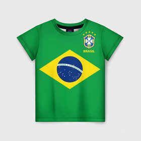 Детская футболка 3D с принтом Бразилия, форма в Белгороде, 100% гипоаллергенный полиэфир | прямой крой, круглый вырез горловины, длина до линии бедер, чуть спущенное плечо, ткань немного тянется | brazil | uniform