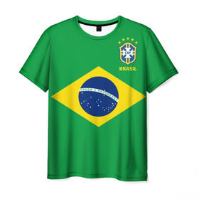 Мужская футболка 3D с принтом Бразилия, форма в Белгороде, 100% полиэфир | прямой крой, круглый вырез горловины, длина до линии бедер | brazil | uniform