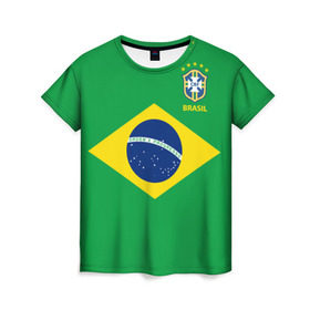 Женская футболка 3D с принтом Бразилия, форма в Белгороде, 100% полиэфир ( синтетическое хлопкоподобное полотно) | прямой крой, круглый вырез горловины, длина до линии бедер | Тематика изображения на принте: brazil | uniform
