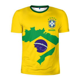 Мужская футболка 3D спортивная с принтом Бразилия, форма в Белгороде, 100% полиэстер с улучшенными характеристиками | приталенный силуэт, круглая горловина, широкие плечи, сужается к линии бедра | brazil | uniform